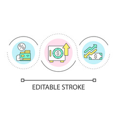 Growing investment rate loop concept icon. Advantages for deposits owners. Banking service abstract idea thin line illustration. Isolated outline drawing. Editable stroke. Arial font used