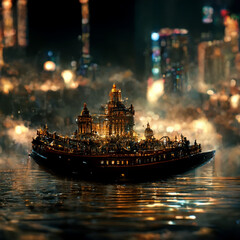 Fototapeta premium 豪華客船 夜 船 近未来