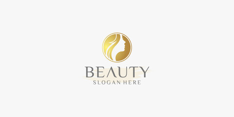 female beauty hair salon logo, female head silhouette logo design for beauty salon business Vector.