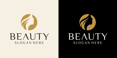 female beauty hair salon logo, female head silhouette logo design for beauty salon business Vector.