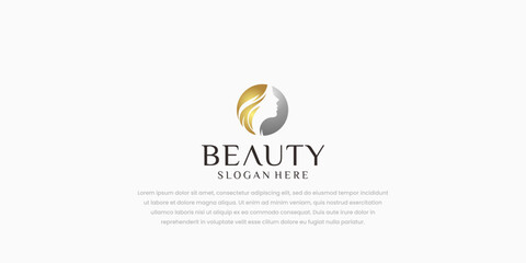 female beauty hair salon logo, female head silhouette logo design for beauty salon business Vector.