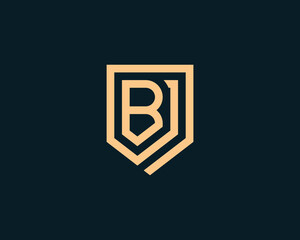 Initial Letter B Shield logo Concept icon sign symbol Design Element Line Art Style. Security, Heraldic, Guard Logotype. Vector illustration template