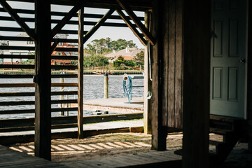 Fototapeta premium wooden bridge over the river