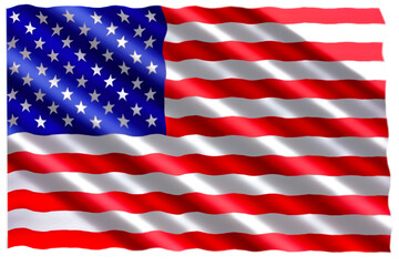 Fototapeta premium Isolated image of waving USA flag. PNG file with transparent background.