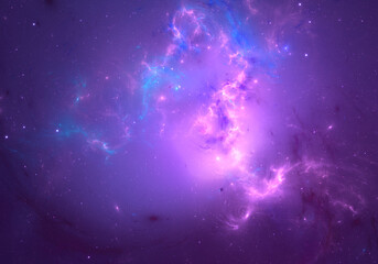 Obraz premium Abstract fractal art background which suggests a nebula and stars in space.