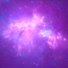 Abstract fractal art background which suggests heavenly clouds or a nebula and stars in space.