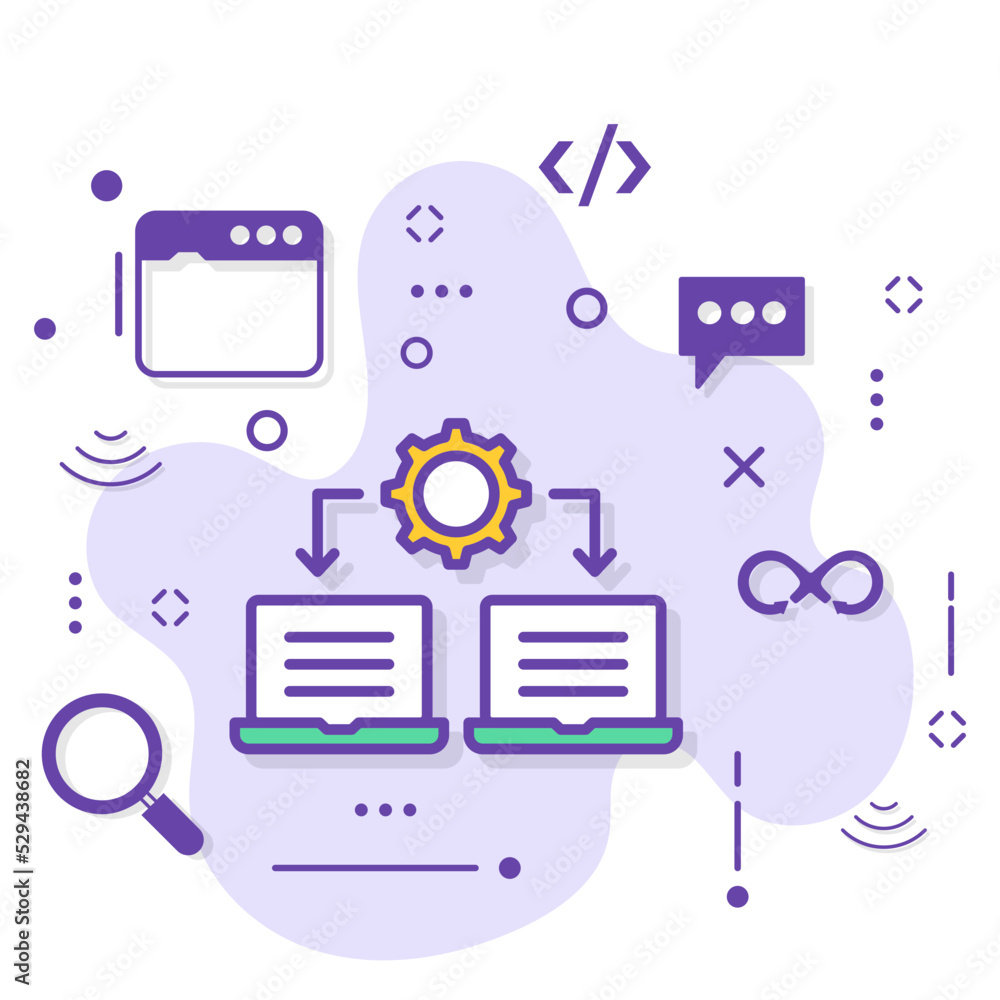 Aufkleber desktop screen sharing vector icon design, intranet graphic, shared resources concept, rdp access si