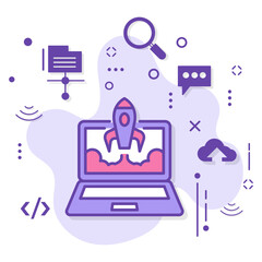 Burstable or Blazing Speed Server Concept, High Performance Machine Vector Icon Design, Cloud computing and Web hosting services Symbol, Technology Fintech Startup stock illustration,