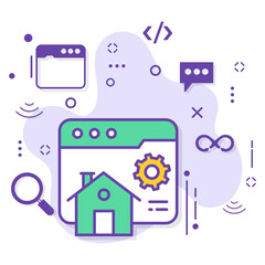 Home Page Setting Concept, Cache and Config Sign, Webpage Viewer UI Software stock illustration, Browser Configuration Vector Icon Design, Cloud computing and Internet hosting services Symbol, 