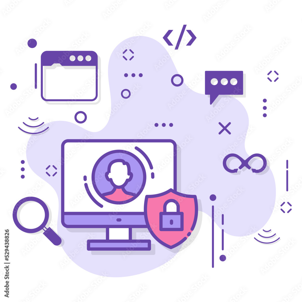 Poster digital security consultant concept, remote developer stock, login screen illustration, gdpr or priv