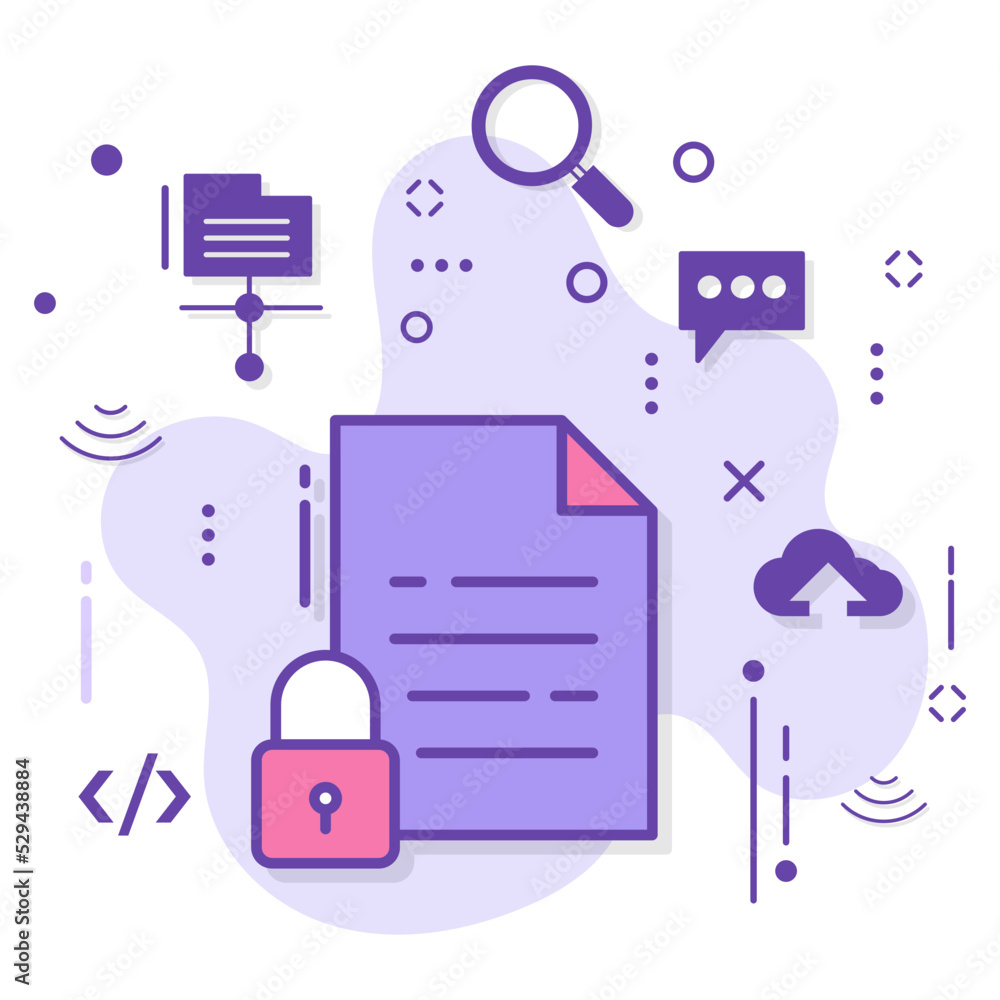 Poster service level agreement stock illustration, secure document storage vector icon design, cloud comput