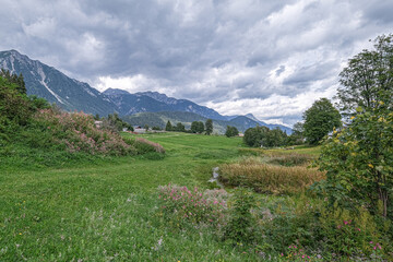 Meadows on Ramsau am Dachstein plateau, high above Schladming in Styria, Austria