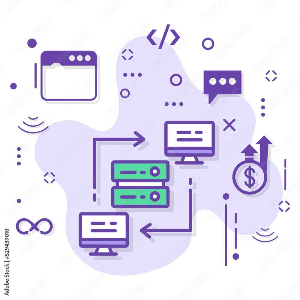 Aufkleber local area network vector icon design, vpn sign, cloud computing and internet hosting services symbo
