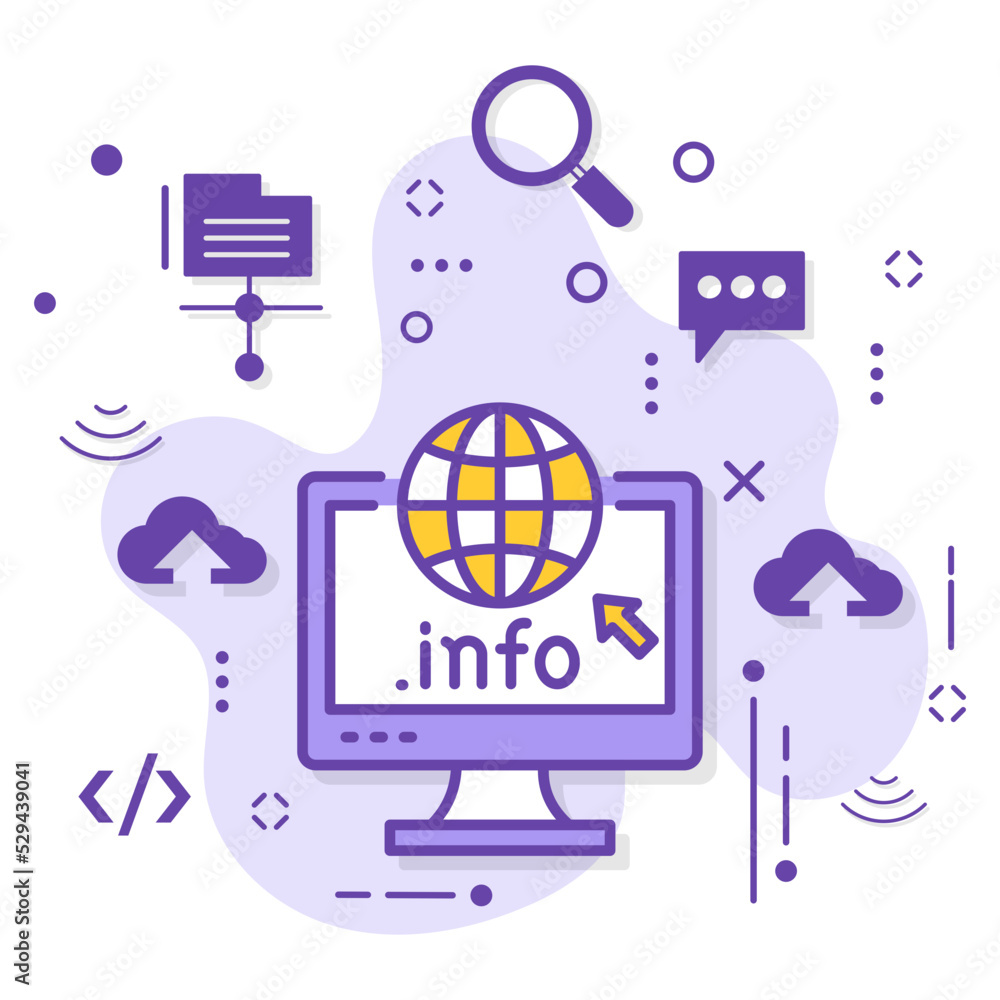 Poster dot info top level domain concept, gtld vector color icon design, domain for information website sig