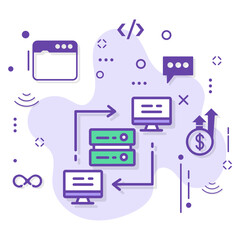 Local Area Network Vector Icon Design, VPN Sign, Cloud computing and Internet hosting services Symbol, Data Center node stock illustration, P2p network Concept