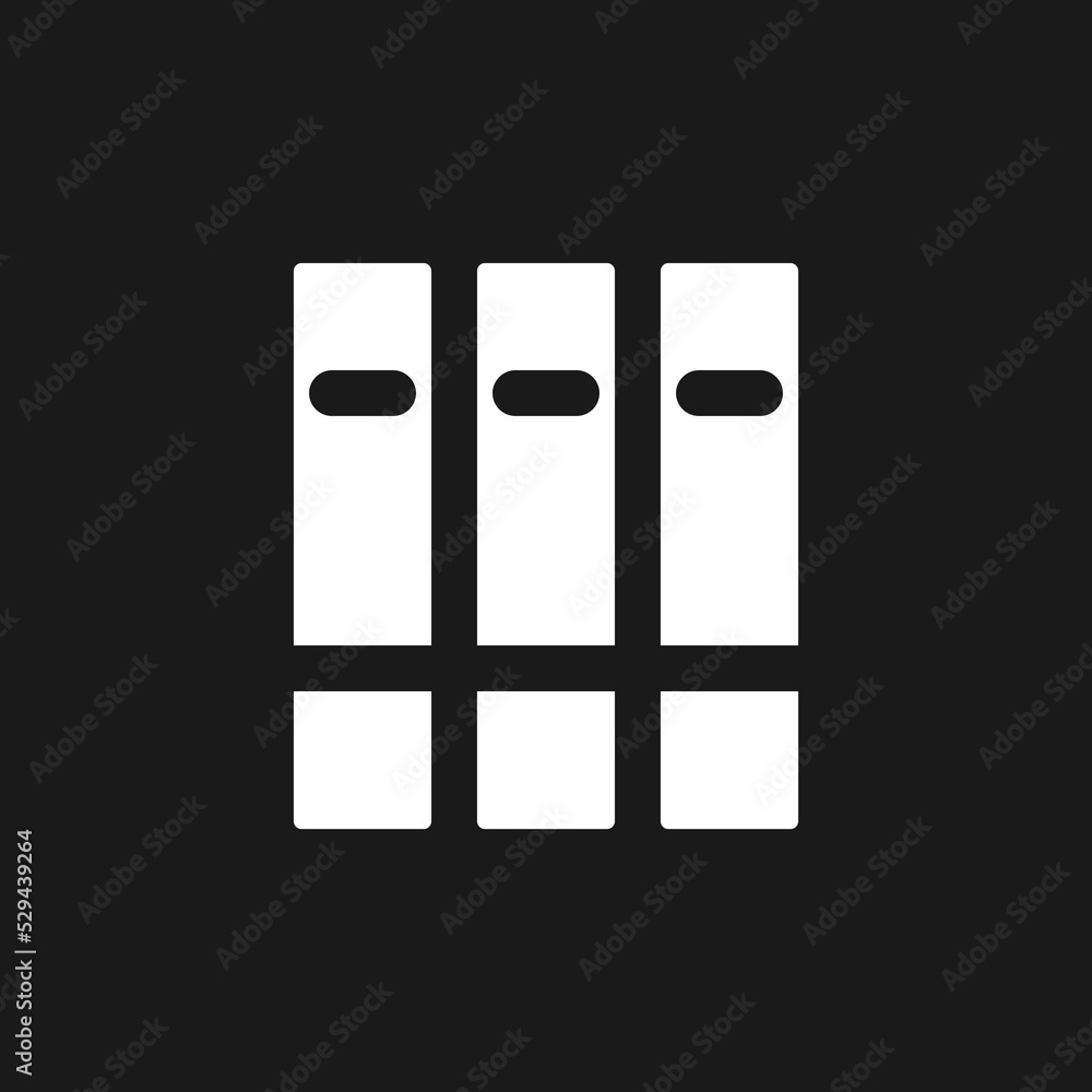 Poster organize bookshelf dark mode glyph ui icon. grouping books together. user interface design. white si