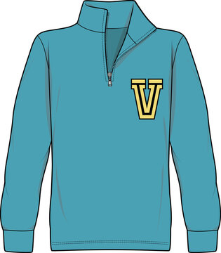 teal zip-up sweatshirt with letter v clip art preview