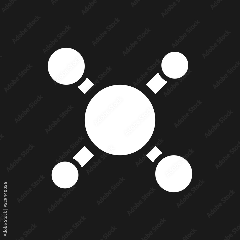 Poster structure of molecules dark mode glyph ui icon. molecular compounds. user interface design. white si