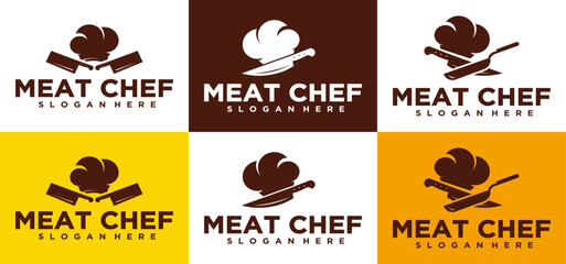 butcher logo and knife for meat steak house and restaurant design Chef's knife Vector Design
