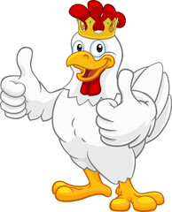 King Chicken Rooster Cockerel Bird Crown Cartoon