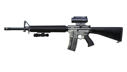 ライフル銃 アサルトライフル ライフル 銃 武器 CG イラストドットサイト 照準器 ライト フラッシュライト 3D CG Rendering Images 透過PNG