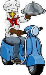 Eagle Chef Scooter Delivery Mascot