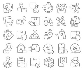 Delivery line icons collection. Thin outline icons pack. Vector illustration eps10
