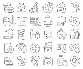 Airport line icons collection. Thin outline icons pack. Vector illustration eps10