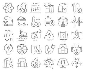 Fototapeta na wymiar Energy and power line icons collection. Thin outline icons pack. Vector illustration eps10