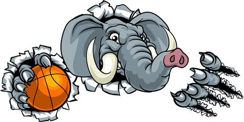 Elephant Basketball Ball Sports Animal Mascot