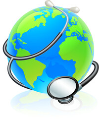 Earth World Health Day Stethoscope Globe Concept