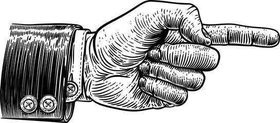 Hand Pointing Finger Direction In Business Suit