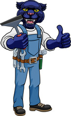 Panther Car Or Window Cleaner Holding Squeegee