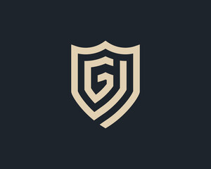 Initial Letter G Shield Monogram logo Concept icon sign symbol Element Design Line Art Style. Security, Heraldic, Guard Logotype. Vector illustration template