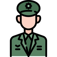 Army general icon. Filled outline design. For presentation.
