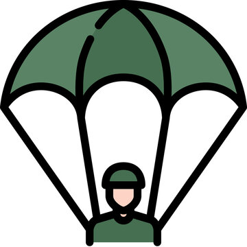 recommend clip art: Military parachute icon. Filled outline design. For presentation.