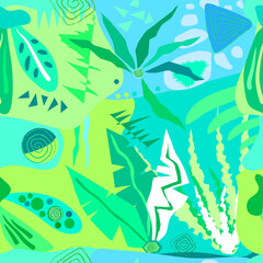 Seamless abstract pattern pastel colors flowers and leaves. The elegant the template for fashion prints. Modern abstract background.