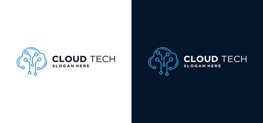 Cloud Technology logo, Technology logo cloud data logo illustration cloud for digital web service