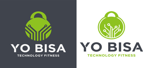 Fototapeta Fitness Y fitness logo design template with barbell technology logo icon vector template obraz
