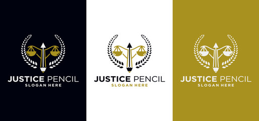 Law firm logo and pencil combination, logos for lawyers, legal justice, attorney services
