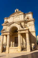 Valletta, Malta, 22 May 2022:  Church in Valletta town center