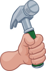 Handyman Hand Fist Holding a Hammer Cartoon