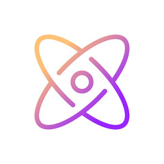 Obraz premium Science pixel perfect gradient linear ui icon. Atomic structure. Physics and chemistry courses. Line color user interface symbol. Modern style pictogram. Vector isolated outline illustration