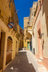 Fototapeta na wymiar Gozo, Malta, 22 May 2022: Street view of Victoria town center