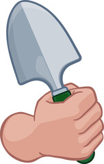 Gardener Farmer Hand Fist Holding Spade Cartoon