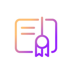 Certificate pixel perfect gradient linear ui icon. Appreciation letter. Outstanding student award. Line color user interface symbol. Modern style pictogram. Vector isolated outline illustration