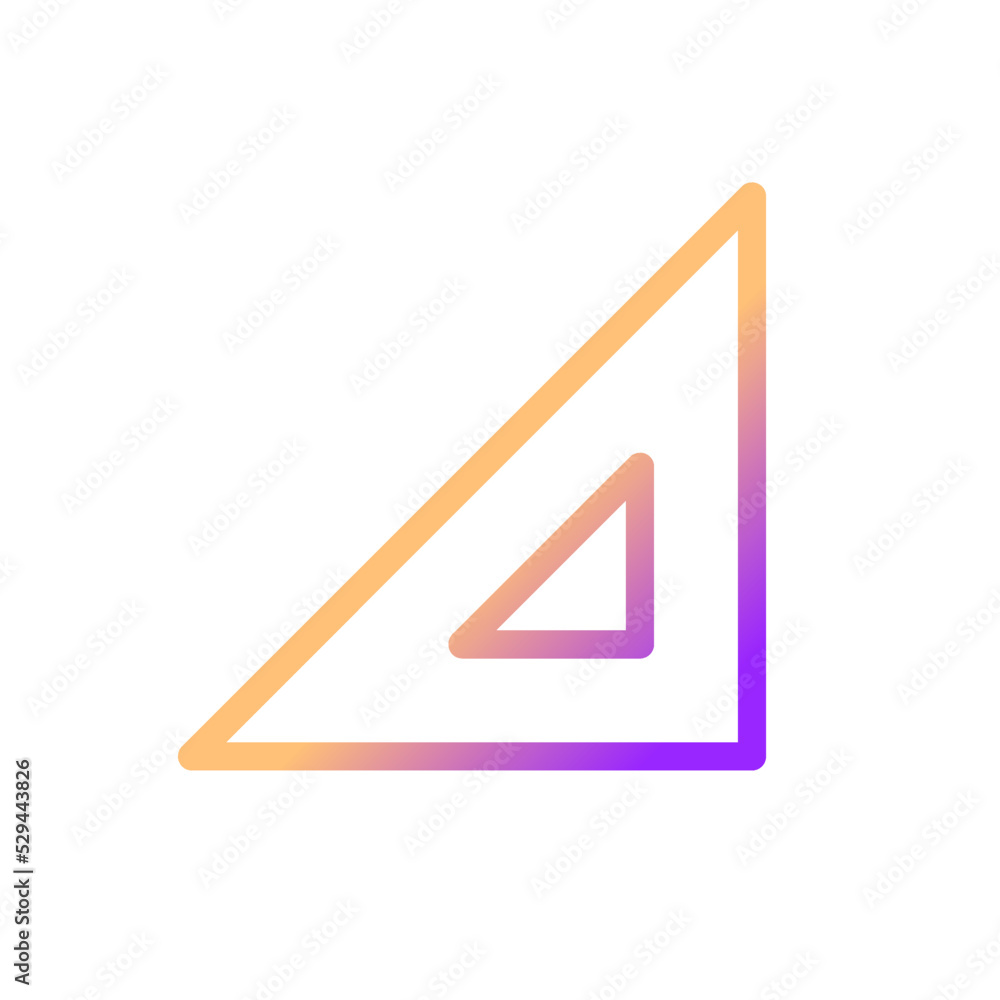 Poster Rectangle ruler pixel perfect gradient linear ui icon. Mathematical instrument. Geometric tool. Line color user interface symbol. Modern style pictogram. Vector isolated outline illustration
