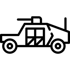 Battle tank icon. Outline design. For presentation.