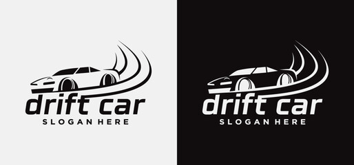 Vector drift car logo design, Sports car vector logo design Drift racing illustration. - obrazy, fototapety, plakaty