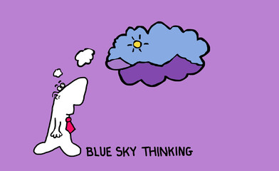 brainstorming with no limits - blue sky thinking fun cartoon